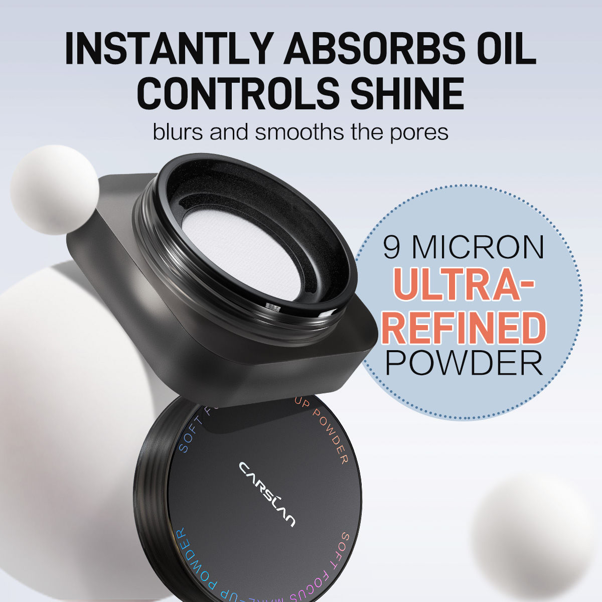CARSLAN Translucent Powder Loose Setting Powder Matte Oil Control Waterproof Proeless  24h Longlasting Face Powder