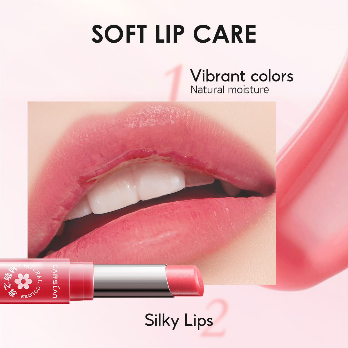 Carslan Rose Moisturizing Lipstick Nutritious Lip Balm - Longlasting Repair Dry Chapped Lip