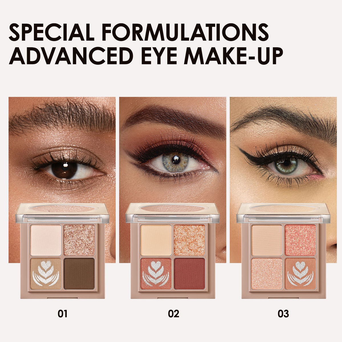 CARSLAN 4 Color Eyeshadow Palette Makeup Set, Nude Neutral Eye Makeup, Matte Naked Eyeshadow Palette, Glitter Shimmer Eyeshadow Contour Palette