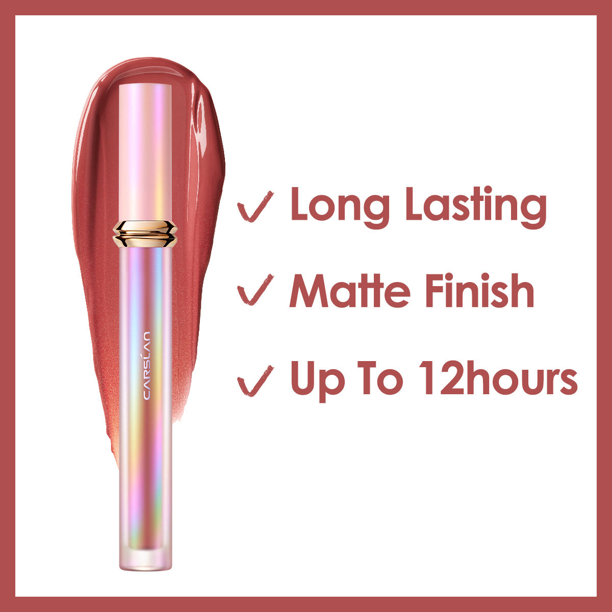 CARSLAN Matte Liquid Lipstick, Long Lasting Highly Pigmented Lip Color Make Up For Women, Lightweight, Smooth