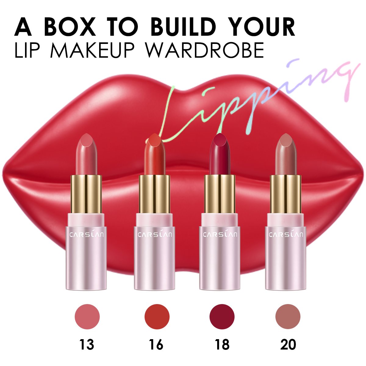 CARSLAN Creamy Lipstick Set, Highly Pigmented and Creamy Finish Lip Makeup, Moisturizing Semi-Matte Lipstick, Lip Makeup Kit Gift Sets for Women Girls