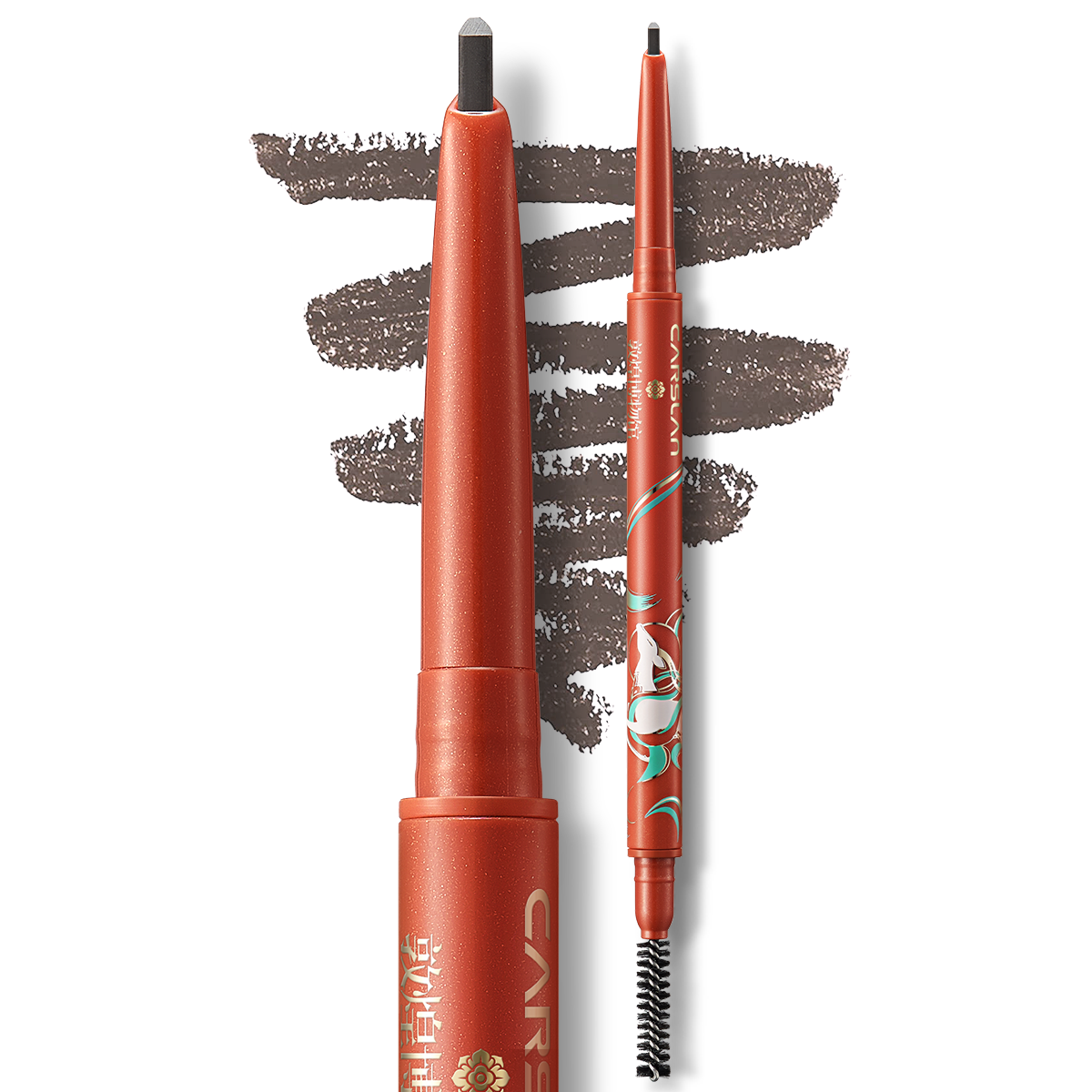 CARSLAN Eyebrow Pencil Small Triangle Tip Ultra Tinted Eyebrows Fine Precision Brow Pencil Dual-Sided Makeup with Brow Brush (GR08 smoky gray), 1Count