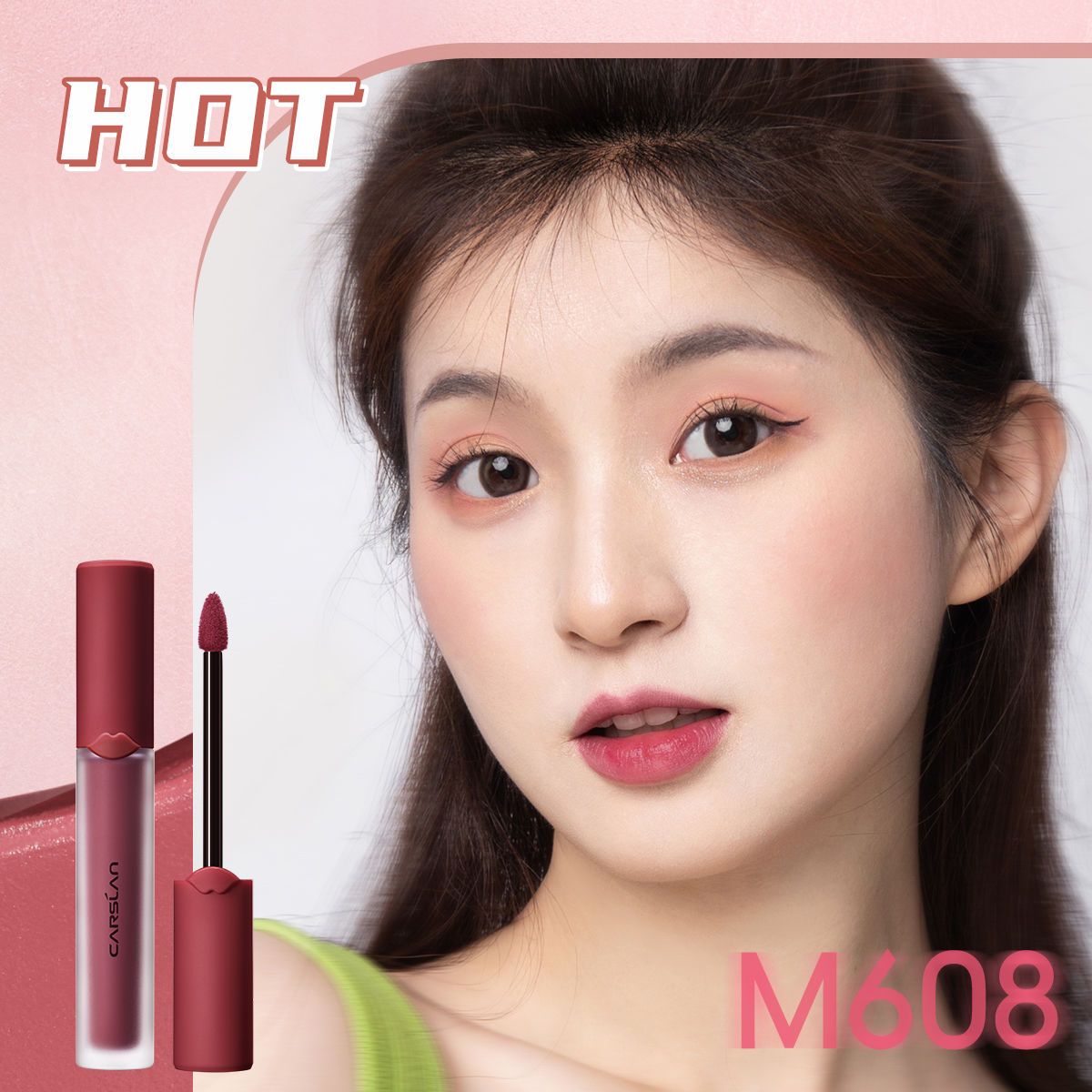 CARSLAN Matte Finish Liquid Lipstick, Long Lasting High Pigmented Lip Makeup, Waterproof Smudge-proof Lip Tint, Moisturizing Lip Color