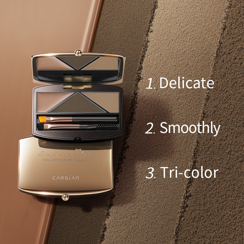 CARSLAN Eyebrow Makeup Kit 3Color Brow Eyebrow Palette , Waterproof Shapes Eyebrows Palette with Spoolie Brush Eyebrow Powder Palette Kit for Makeup Women