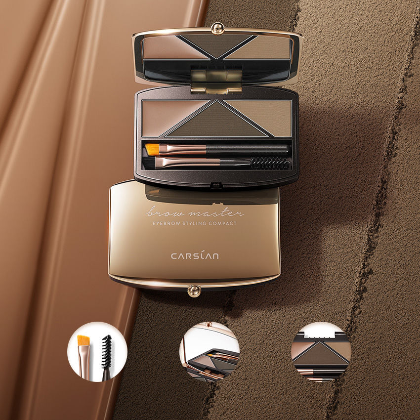 CARSLAN Eyebrow Makeup Kit 3Color Brow Eyebrow Palette , Waterproof Shapes Eyebrows Palette with Spoolie Brush Eyebrow Powder Palette Kit for Makeup Women