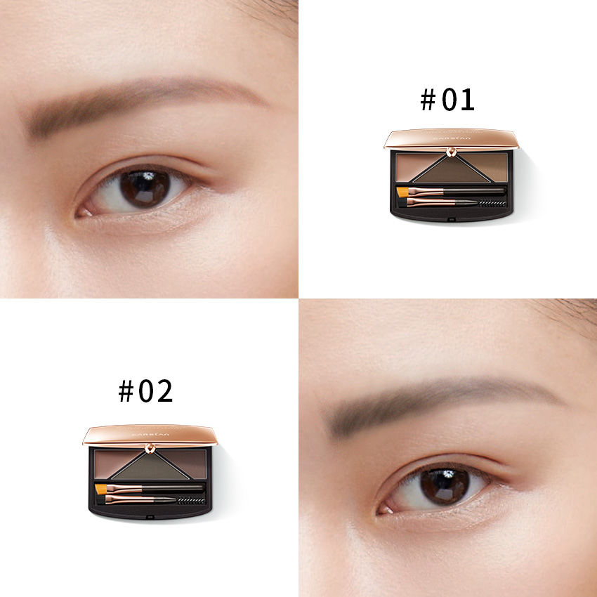CARSLAN Eyebrow Makeup Kit 3Color Brow Eyebrow Palette , Waterproof Shapes Eyebrows Palette with Spoolie Brush Eyebrow Powder Palette Kit for Makeup Women