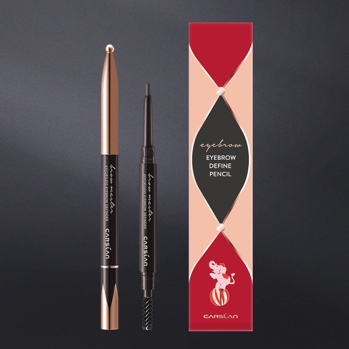 CRASLAN Makeup Brow Eyebrow Definer Pencil, Waterproof, Longlasting, Dual-Sided Brow Brush with Refill & Spoolie,Quadrangle Tip