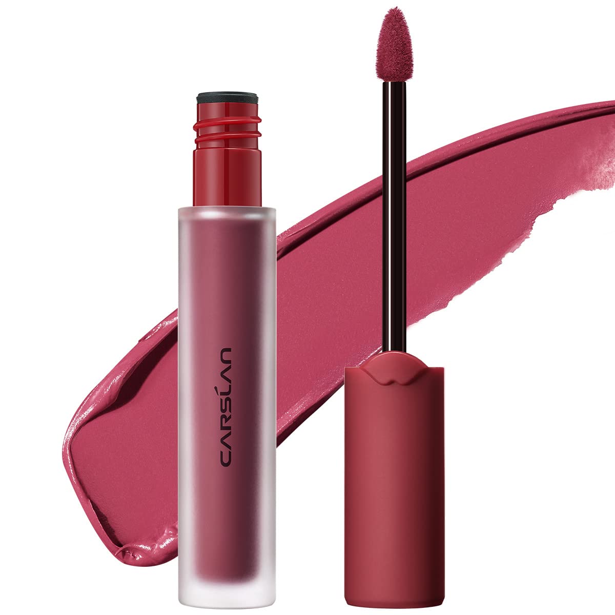 CARSLAN Matte Finish Liquid Lipstick, Long Lasting High Pigmented Lip Makeup, Waterproof Smudge-proof Lip Tint, Moisturizing Lip Color