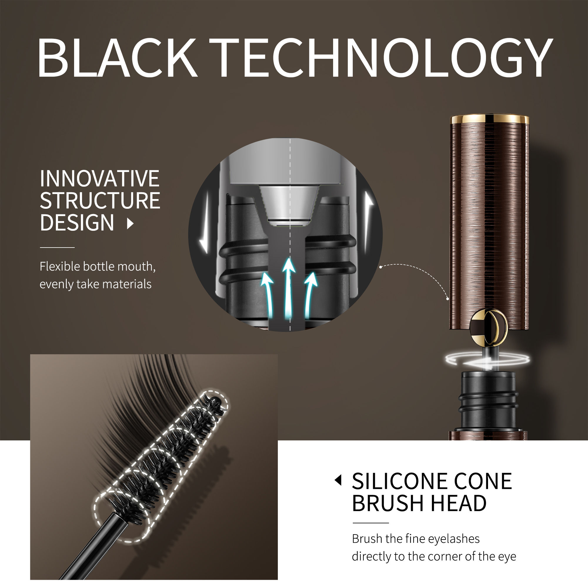 CARSLAN 2PCS Mascara Liquid Volumizing Lash Washable Long Wear Mascara Waterproof Eyeliner Build Big Bad Eye Makeup, No Clump, Smudgeproof, Very Black