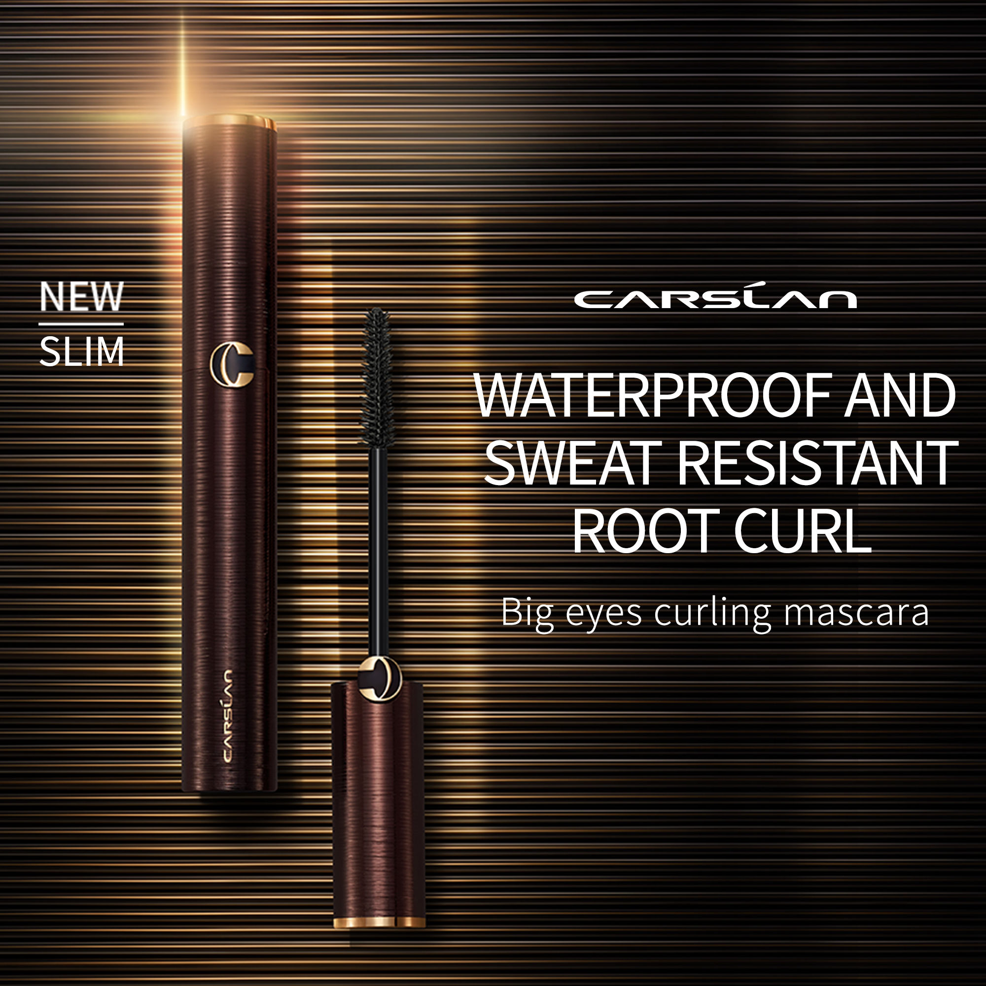CARSLAN 2PCS Mascara Liquid Volumizing Lash Washable Long Wear Mascara Waterproof Eyeliner Build Big Bad Eye Makeup, No Clump, Smudgeproof, Very Black