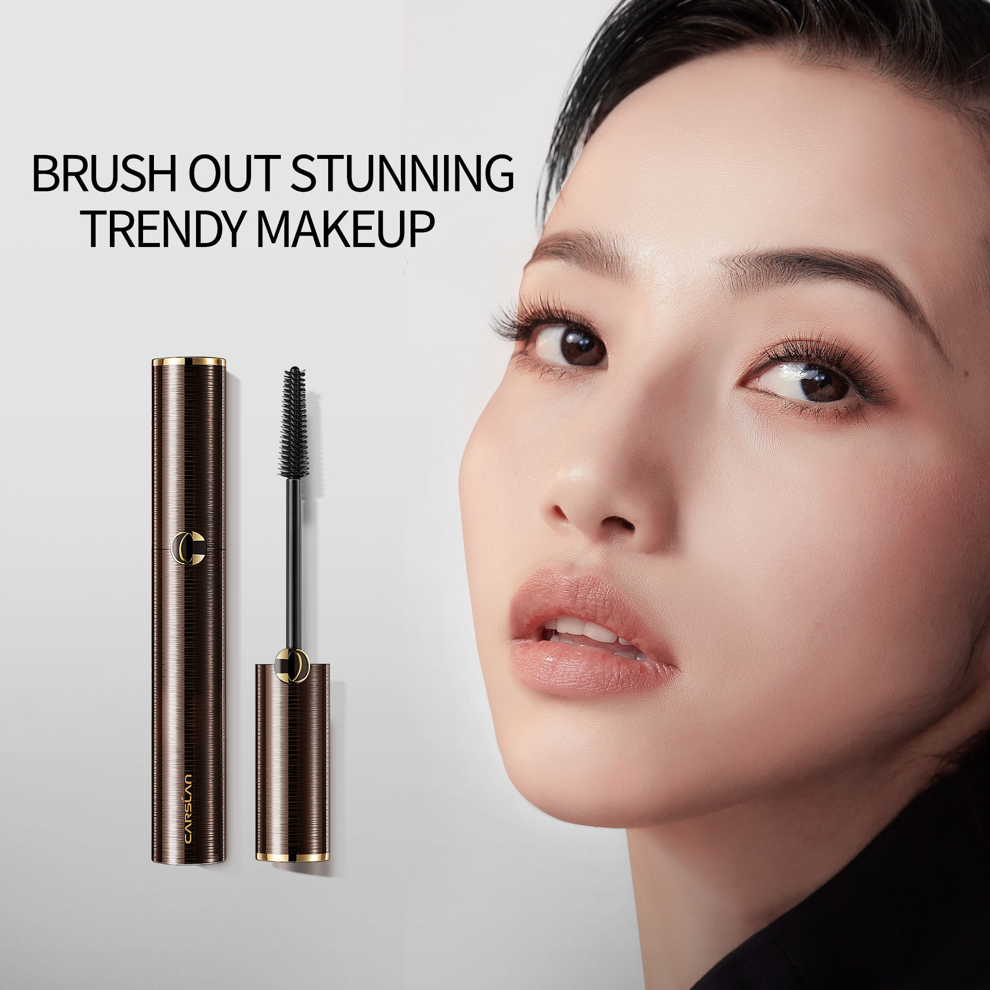 CARSLAN 2PCS Mascara Liquid Volumizing Lash Washable Long Wear Mascara Waterproof Eyeliner Build Big Bad Eye Makeup, No Clump, Smudgeproof, Very Black