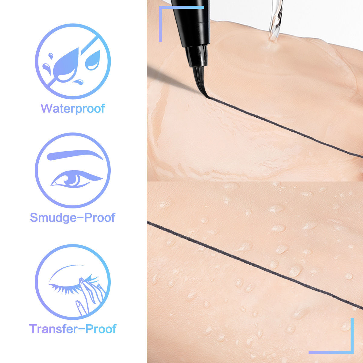 (Gift Only, Do Not Buy) CARSLAN Longlasting Liquid Eyeliner, Waterproof, Smudgeproof, 12H Longwear Eye Liner Pencil (Black)