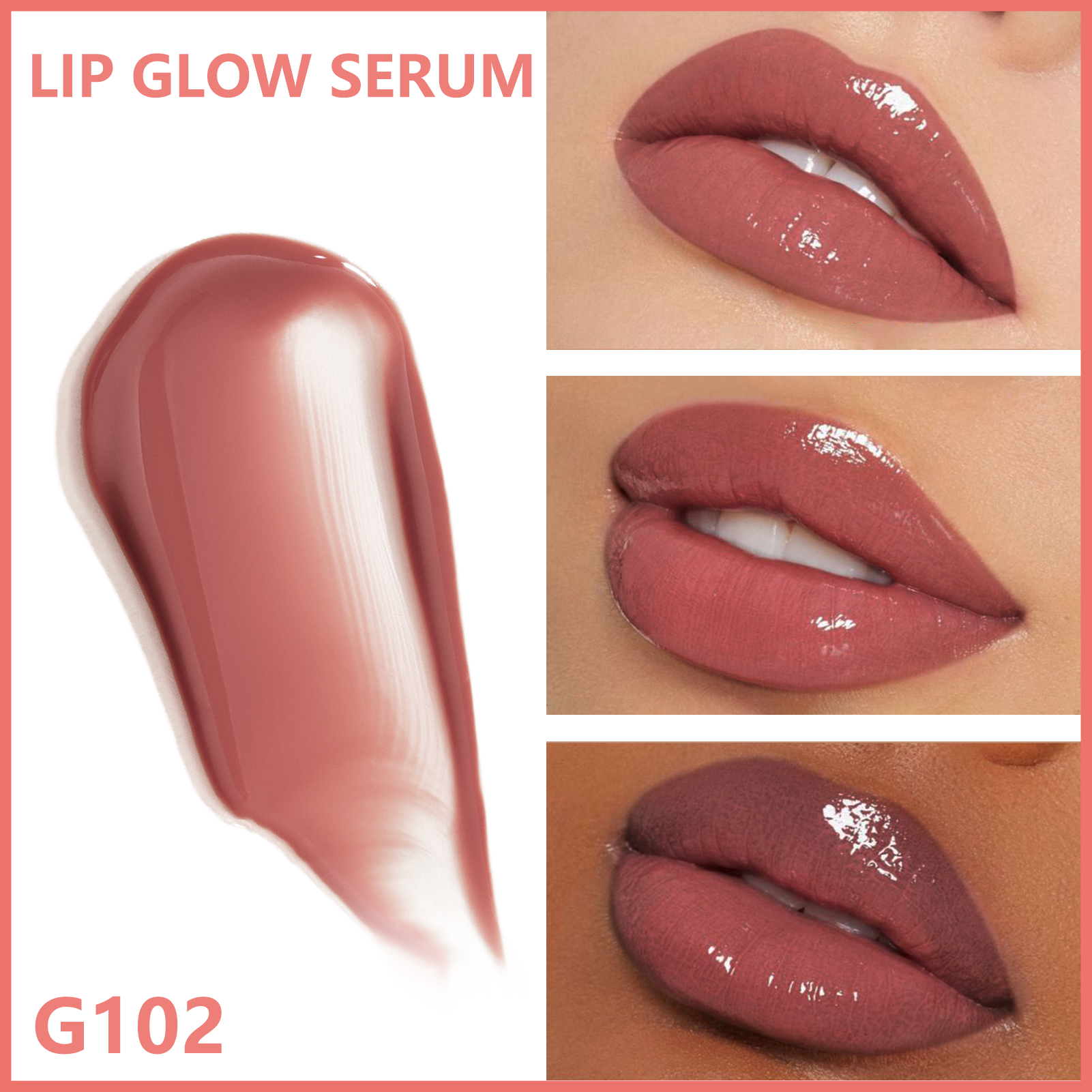 (Gift Only, Do Not Buy) CARSLAN Hydrating Lip Gloss Serum, Moisturizing, Plunping, Shiny Lip Glow, Tinted Lip Care with Vitamin E, Crithmum Maritimum Essential oil (Sample G102)