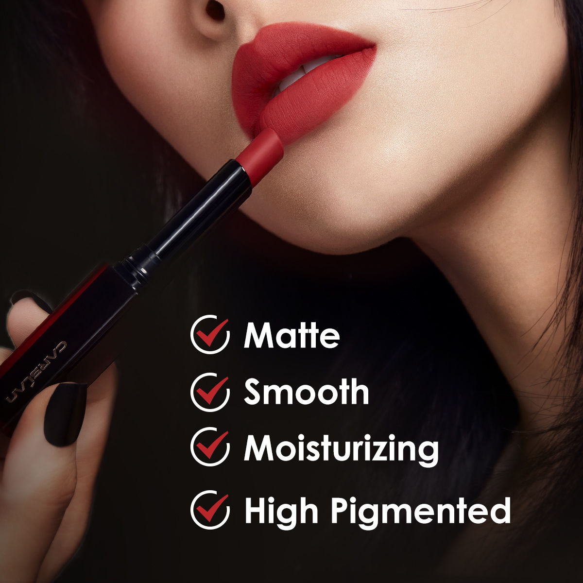 CARSLAN Light Cream Longwear Lipstick, 12H Longlasting Matte Lipstick, High Impact Lip color with Moisturizing Formula with Vitamin E,0.06 Oz