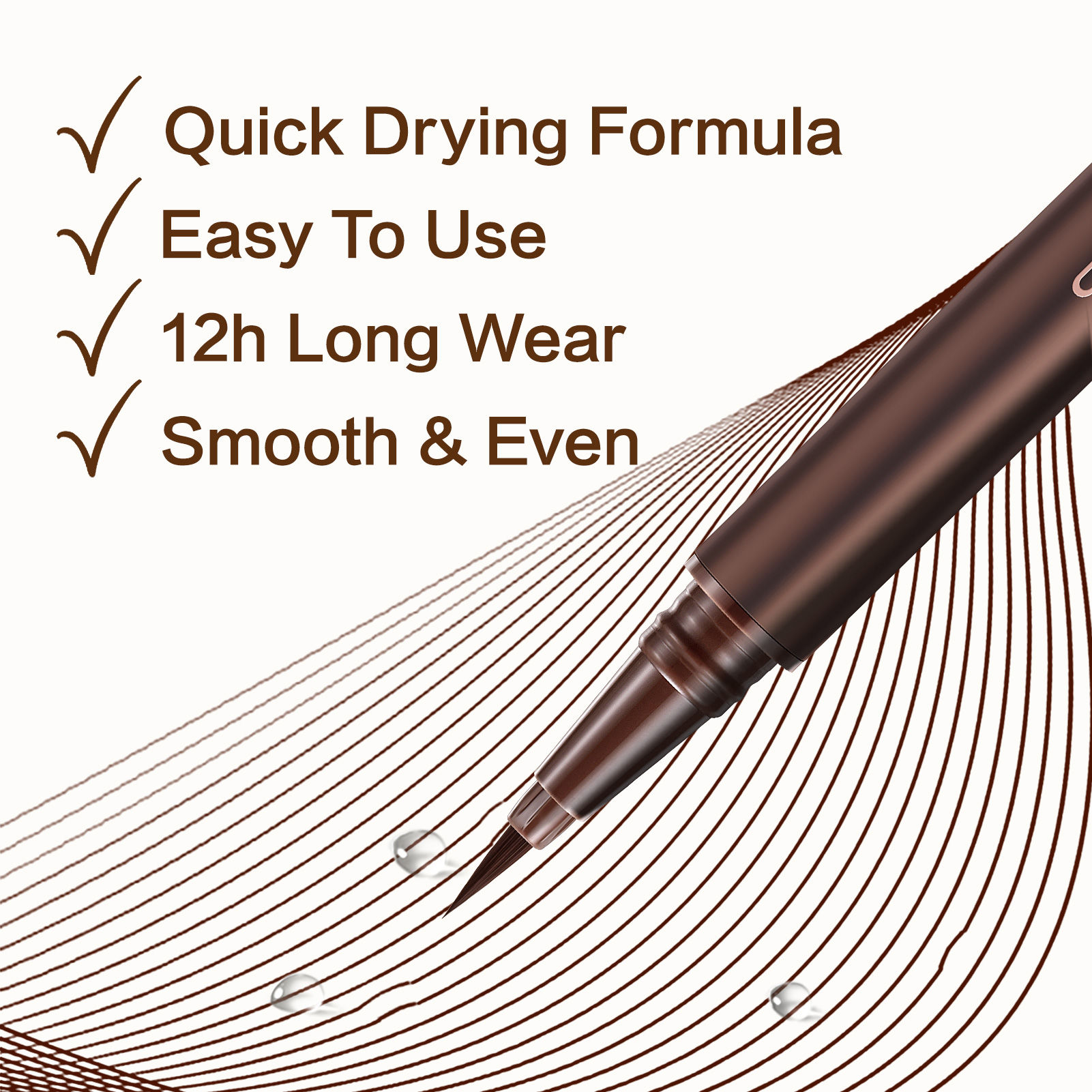 CARSLAN Longlasting Liquid Eyeliner, Waterproof, Smudgeproof, 12H Longwear Eye Liner Pencil