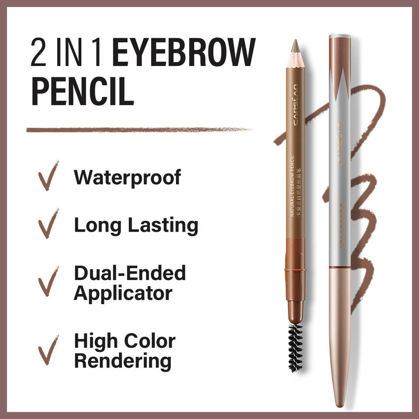 CARSLAN Natural Shaping Eyebrow Pencil, Definer Eyebrow Color, Waterproof, Longlasting, Blending Brush