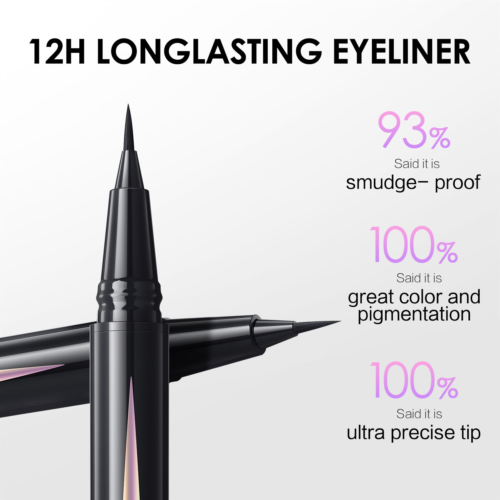 CARSLAN Slender Smooth Liquid Eyeliner, Black Eyeliner Liquid Liner, 12H Longlasting Eyeliners, Waterproof & Smudgeproof High Pigmented Eyeliners for Eye Makeup, Black