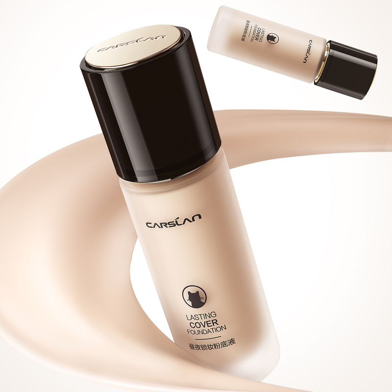 CARSLAN Lasting Cover Foundation, 24H Longlasting Full Coverage Matte Finish Face Makeup, Poreless, Lightweight, Waterproof, Oil Free Liquid Foundation