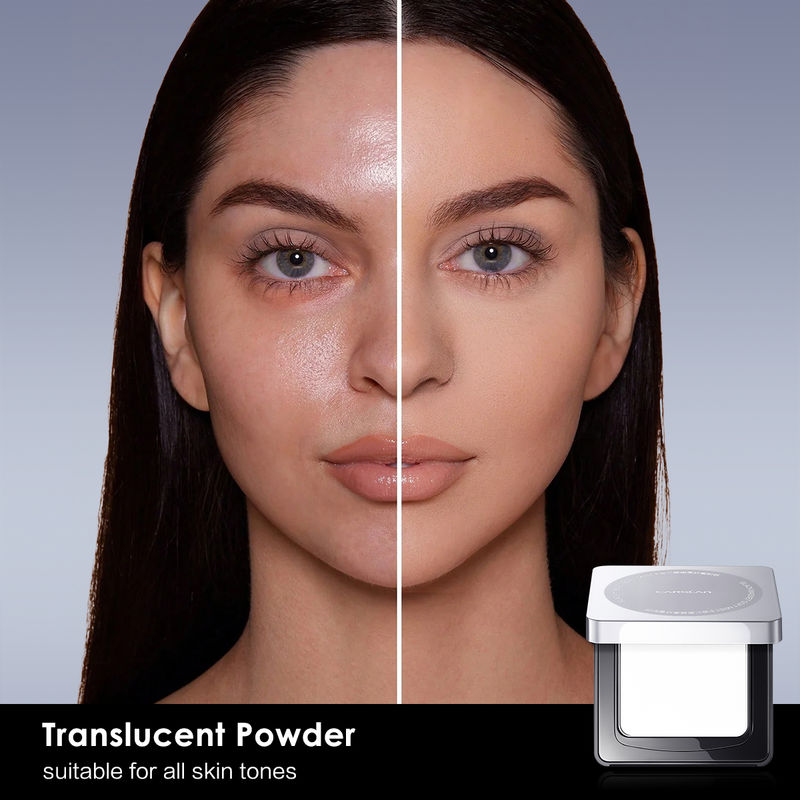CARSLAN Black Magnet Pressed Setting Powder, 24H Longlasting Oil Control Translucent Powder, Poreless, Waterproof, Lightweight, No Caking