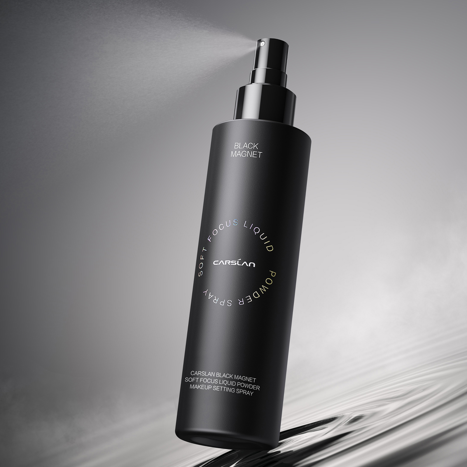 [2.0]CARSLAN Black Magnet Soft Focus Powder+Liquid Powder Makeup Setting Spray, 24HLongglasting, Oil Control, Waterproof, Sweatproof, Poreless Summer Hot Sell All Day Matte Trio