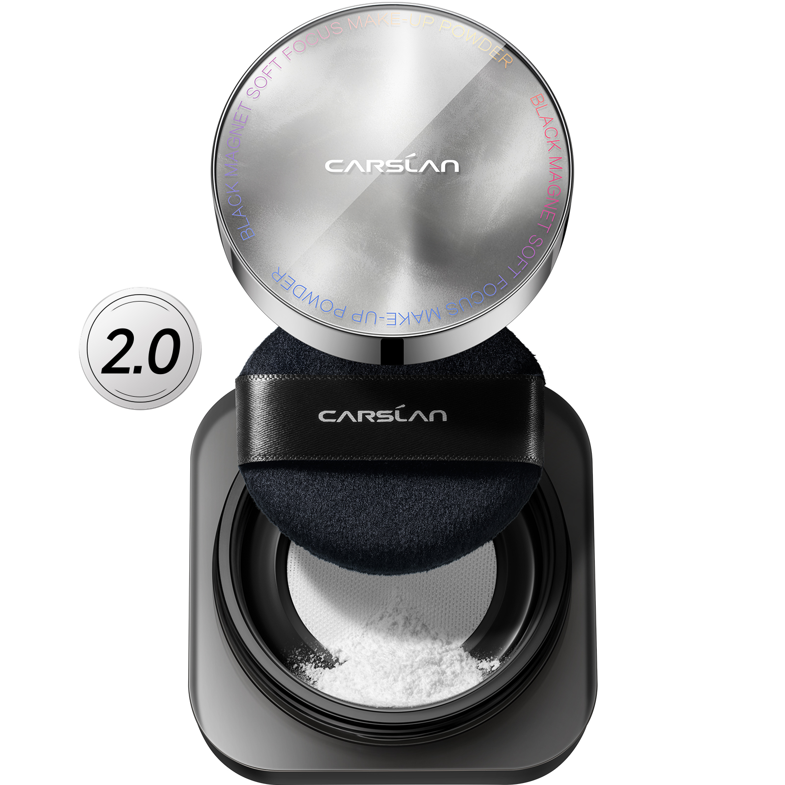 [2.0]CARSLAN Black Magnet Soft Focus Make-up Powder+Liquid Powder Makeup Setting Spray, 24HLongglasting, Oil Control, Waterproof, Blurring Pores Summer Spray & Set Combo