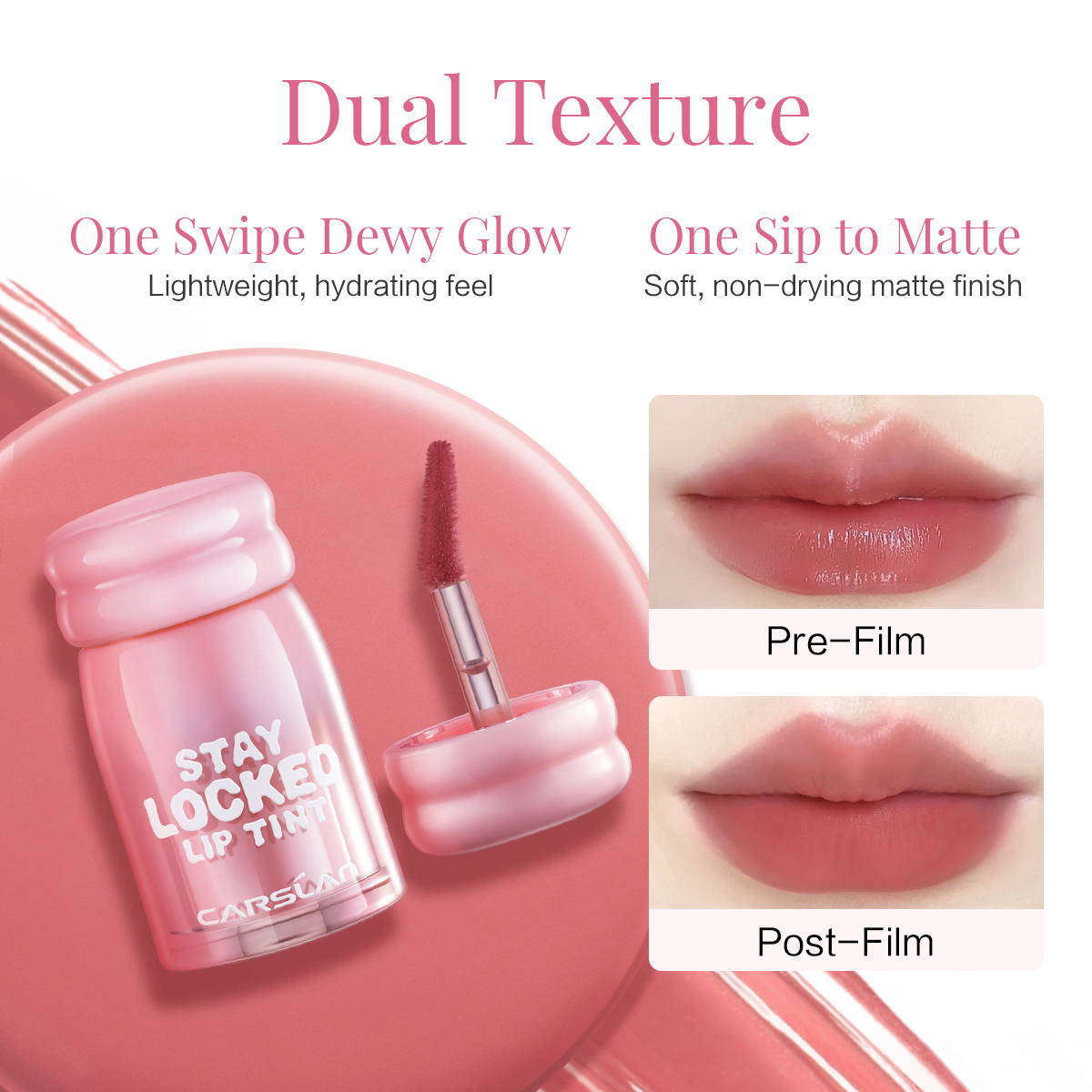 CARSLAN Stay Locked Lip Tint (0.09 oz), Fast-Dry, Transfer-Proof, Plumping Care | Buy 2 Get Free Cleanser