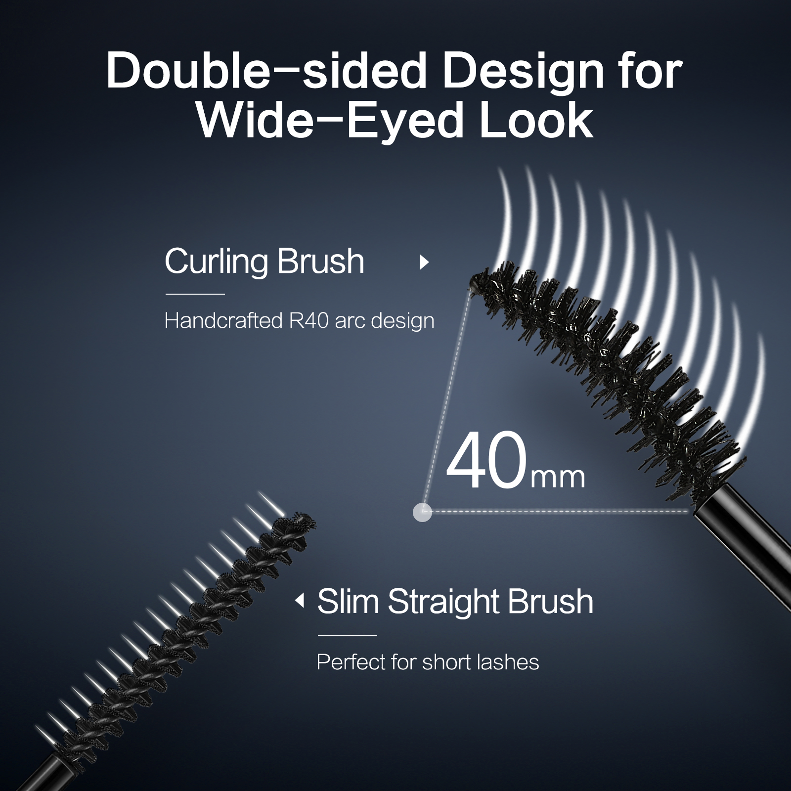 CARSLAN Double Extension Curling Mascara, Dual Brush Design for Lengthening &amp; Curling for All Lashes, Natural Volume, Quick-Dry Smudge-Proof All Day Wear, Black, 0.18 Fl Oz &amp; 0.16 Fl Oz