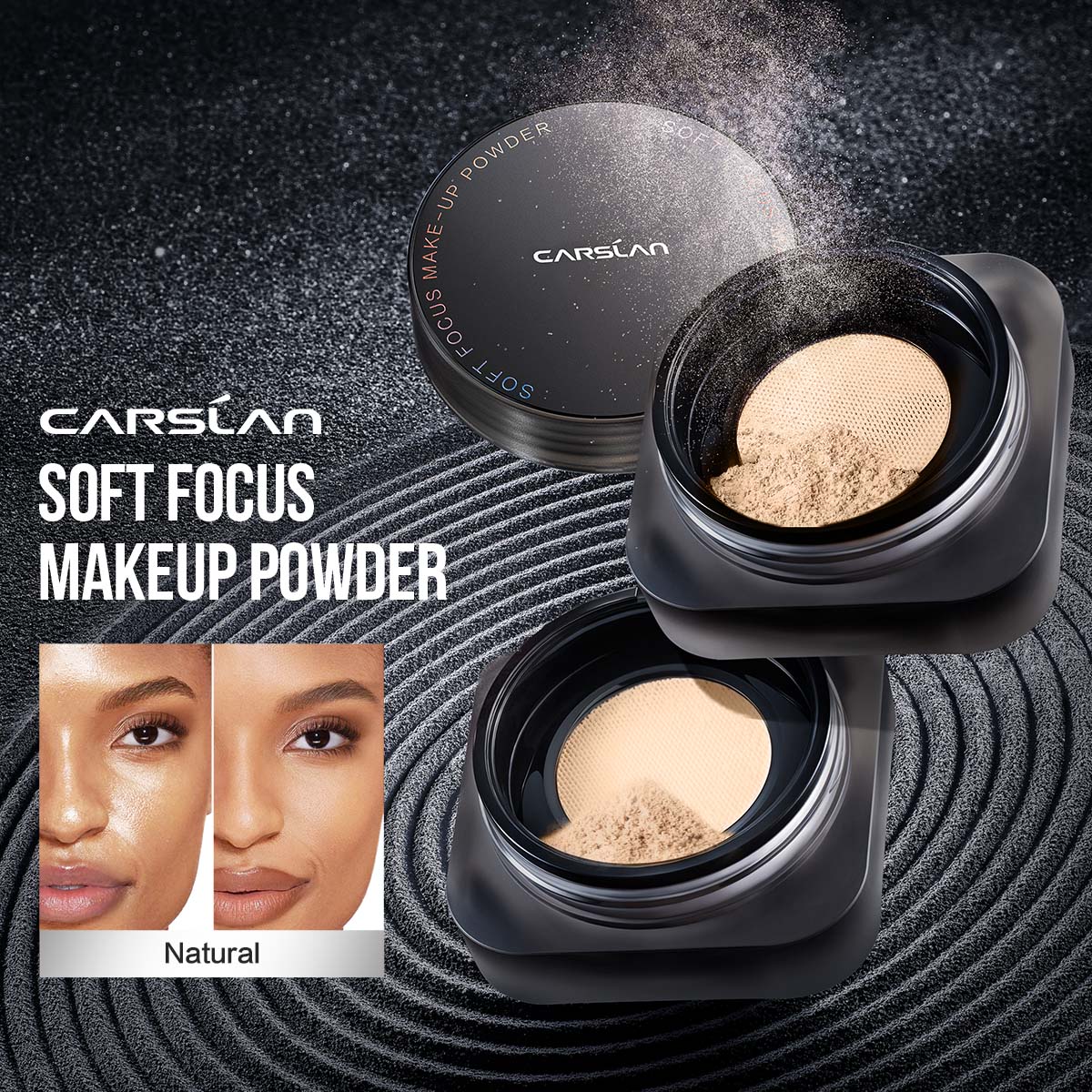 Gift Only, Do Not Buy | CARSLAN Soft Focus Loose Setting Powder, N01 Natural for Medium & Tan, Waterproof, Matte, Oil Control, Shine Free, Talc-Free Face Powder Makeup, 24H Longwear Finishing Powder, 8g/0.28Oz