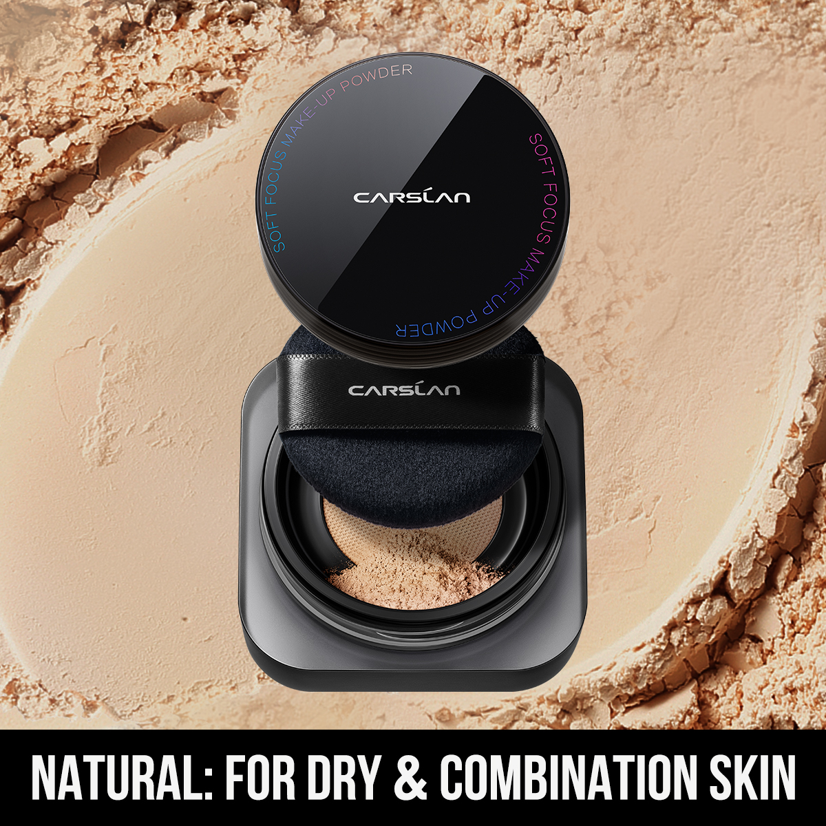 Buy 1 Get 1 Free | CARSLAN Soft Focus Loose Setting Powder, N01 Natural for Medium &amp; Tan, Waterproof, Matte, Oil Control, Shine Free, Talc-Free Face Powder Makeup, 24H Longwear Finishing Powder, 8g/0.28Oz
