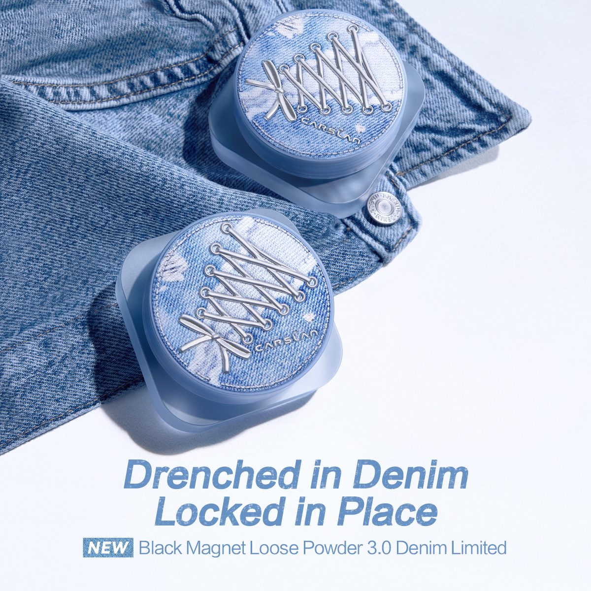 [3.0] [Denim Limited] CARSLAN Black Magnet Loose Powder, Next-Level Oil Control, Sweat-Proof, Smudge-Proof, Natural Matte Finish, No Caking, Perfect for Summer Commute, Pool Parties & All-Day Events