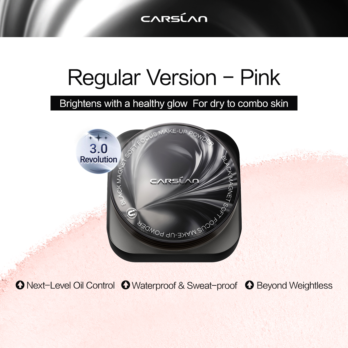 [3.0] [Denim Limited] CARSLAN Black Magnet Loose Powder, Next-Level Oil Control, Sweat-Proof, Smudge-Proof, Natural Matte Finish, No Caking, Perfect for Summer Commute, Pool Parties & All-Day Events